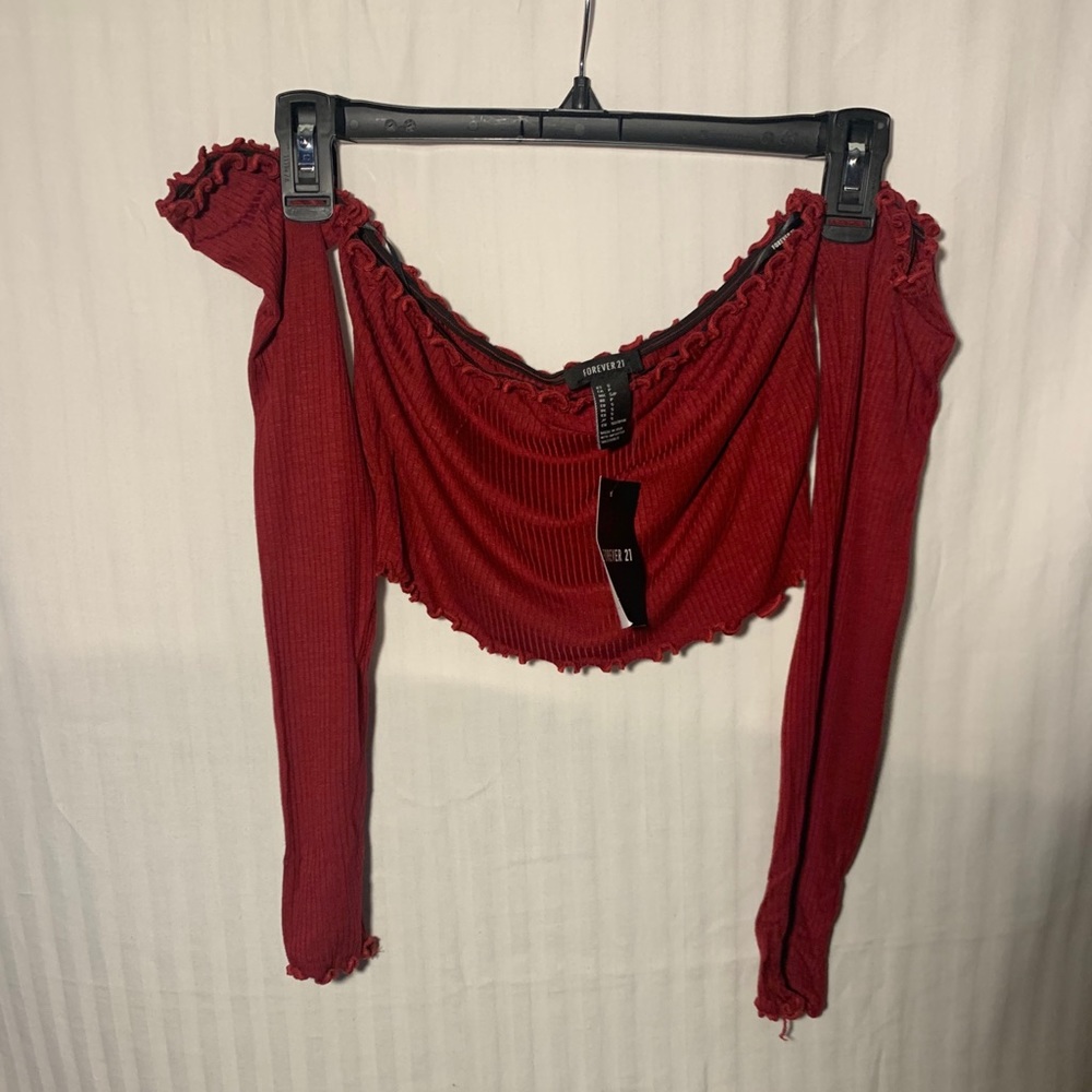 Off-The-Shoulder Maroon Cropped Top